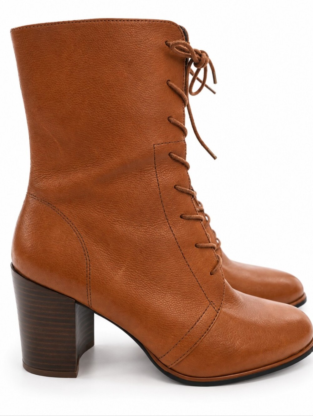 Franco Sarto Brown Leather Lace Up Block Heel Boots | Size 11 - Picture 12 of 15